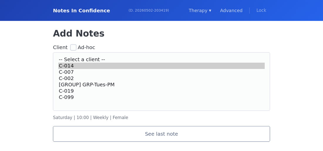 Live dashboard with the client dropdown open showing smart ordering