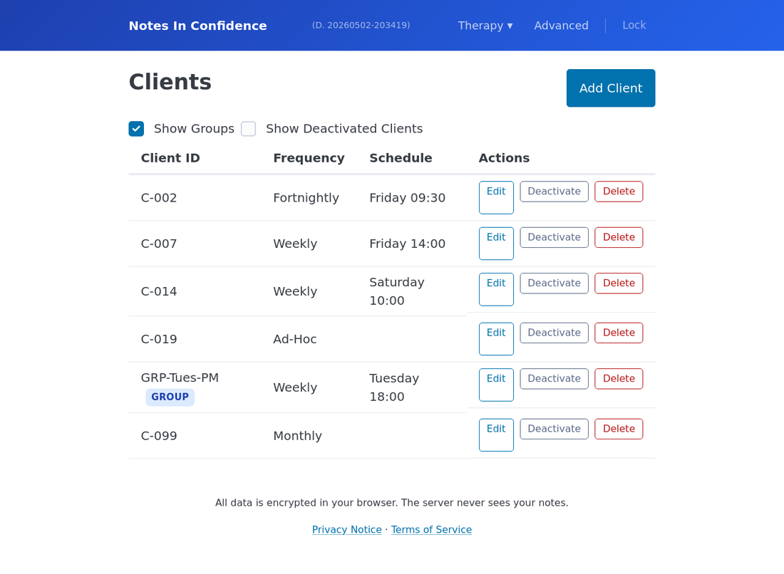 Clients list