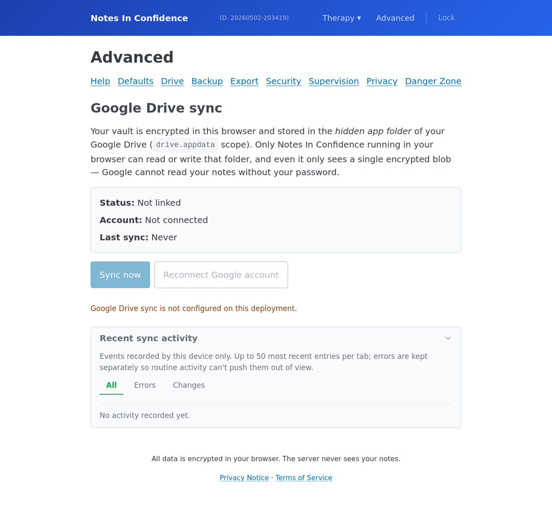 Advanced > Drive > Recent sync activity