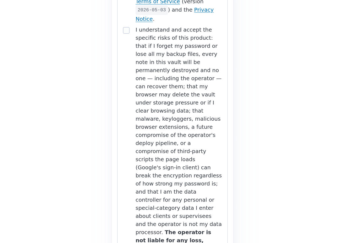 The two consent tickboxes on the setup form